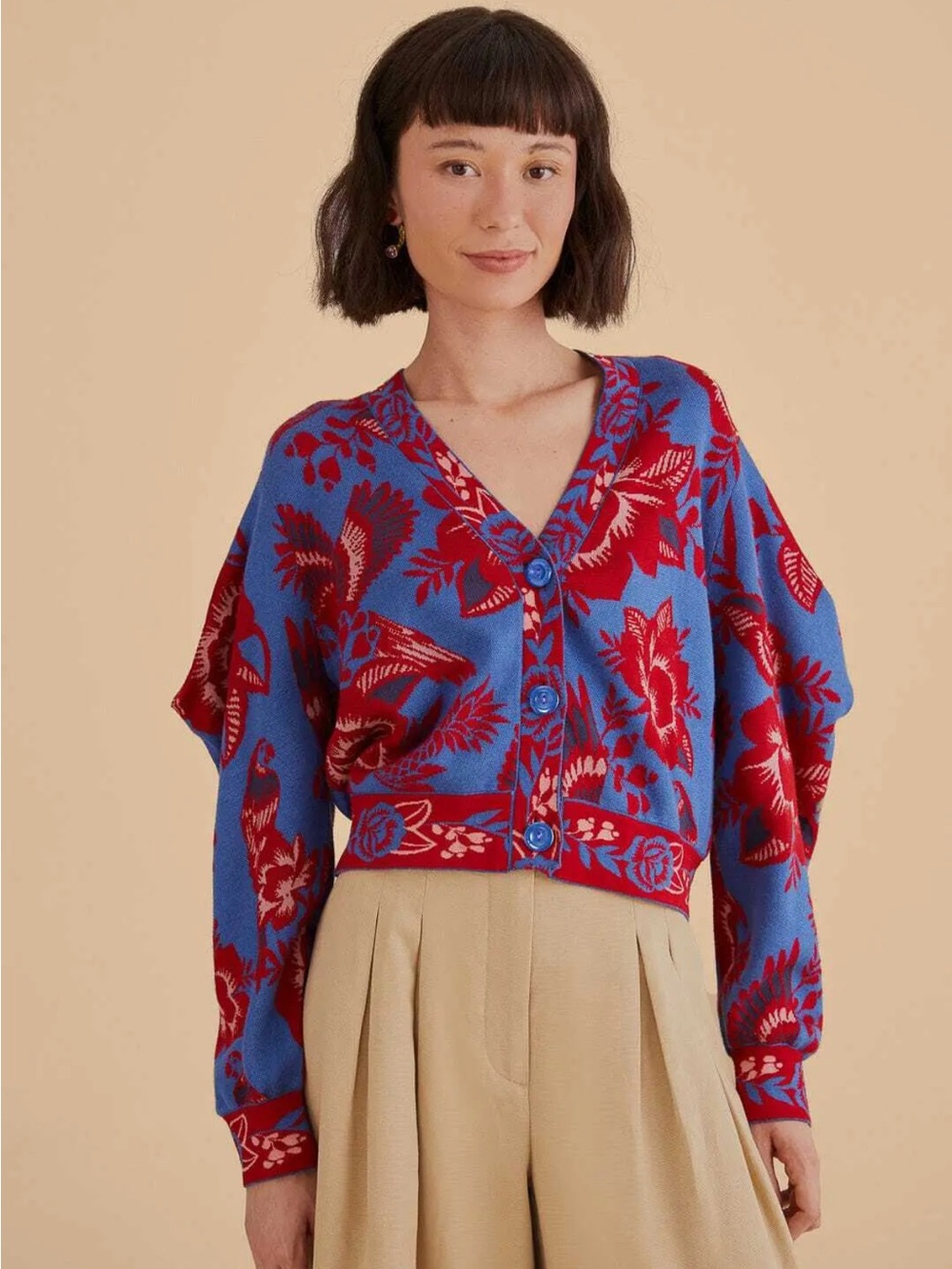 Farm Rio Blue Lace Garden Cardigan